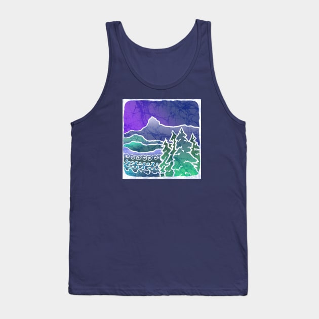 Mountain Batik Landscape Tank Top by Aurora X